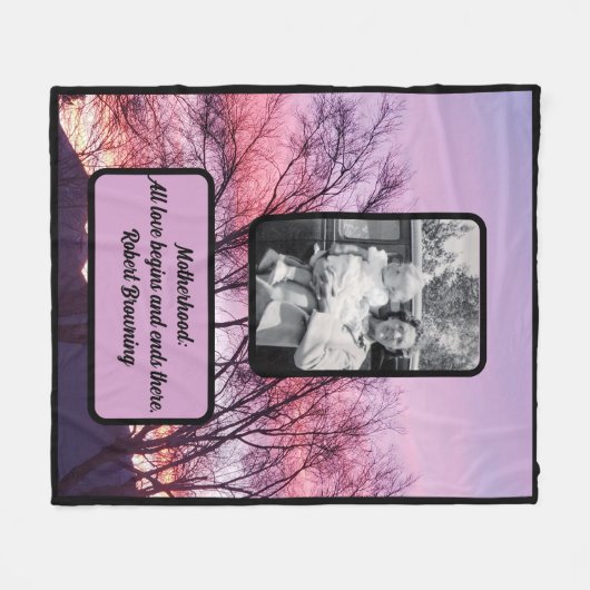 Moederkaatsnotering | Moeder en kind | Roze zonneb Fleece Deken (Voorkant (Horizontaal))