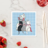 moederkat Drie Kittens Roze Bogen Servet (Insitu)