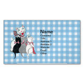 moederkat Drie Kittens Roze Bogen Visitekaartje Magneet (Voorkant)