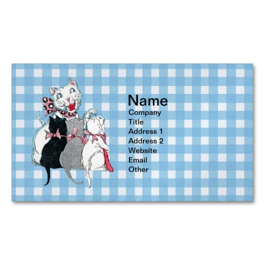  moederkat Drie Kittens Roze Bogen Visitekaartje Magneet (Voorkant)