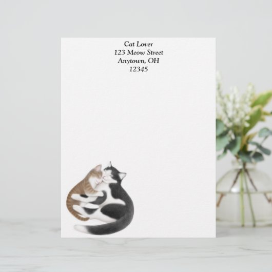 Moederkat en Kitten Letterhead Briefhoofd Sjabloon (Staand voorkant)