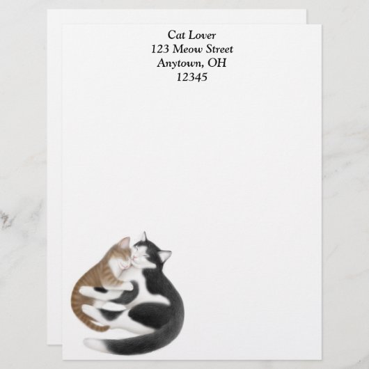 Moederkat en Kitten Letterhead Briefhoofd Sjabloon (Voorkant / Achterkant)