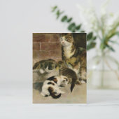  moederkat en Kittens Aankondigingskaart (Staand voorkant)