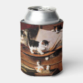 Moederkat en Kittens op tafel Blikjeskoeler (Blikje Voorkant)