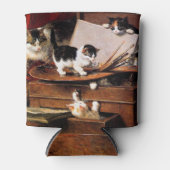 Moederkat en Kittens op tafel Blikjeskoeler (Voorkant)