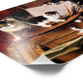 Moederkat en Kittens op tafel Foto Afdruk (Hoek)