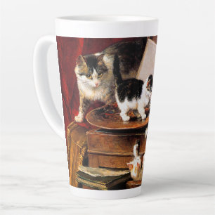 Moederkat en Kittens op tafel Latte Mok