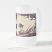 Moederkat en Kittens op tafel Matglas Bierpul (Voorkant rechts)