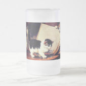 Moederkat en Kittens op tafel Matglas Bierpul (Center)