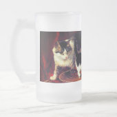 Moederkat en Kittens op tafel Matglas Bierpul (Links)