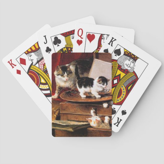 Moederkat en Kittens op tafel Pokerkaarten (Achterkant)