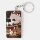 Moederkat en Kittens op tafel Sleutelhanger (achterkant)