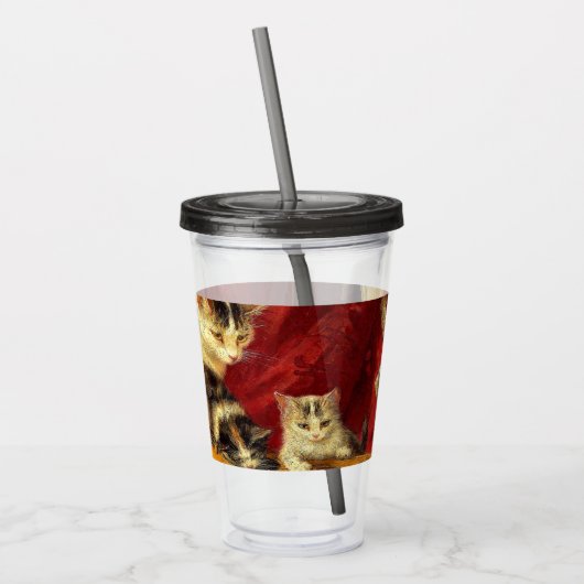 Moederkat en Kittens spelen met gitaar Acryl Drinkbeker (Links)