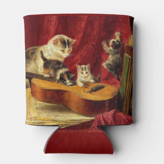 Moederkat en Kittens spelen met gitaar Blikjeskoeler (Achterkant)