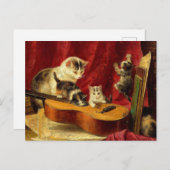 Moederkat en Kittens spelen met gitaar Briefkaart (Voorkant / Achterkant)