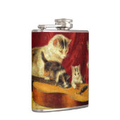 Moederkat en Kittens spelen met gitaar Heupfles (Rechts)