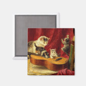 Moederkat en Kittens spelen met gitaar Magneet (Voorkant / Achterkant)