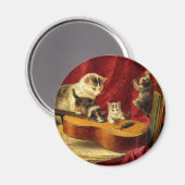 Moederkat en Kittens spelen met gitaar Magneet (Voorkant / Achterkant)