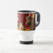 Moederkat en Kittens spelen met gitaar Reisbeker (Voorkant rechts)