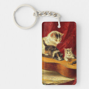 Moederkat en Kittens spelen met gitaar Sleutelhanger