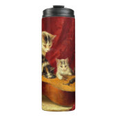 Moederkat en Kittens spelen met gitaar Thermosbeker (Voorkant)