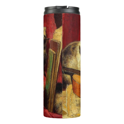 Moederkat en Kittens spelen met gitaar Thermosbeker (Achterkant)