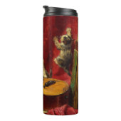 Moederkat en Kittens spelen met gitaar Thermosbeker (Geroteerd rechts)