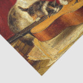 Moederkat en Kittens spelen met gitaar Tissuepapier (Detail)