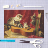 Moederkat en Kittens spelen met gitaar Tissuepapier (Craft)