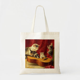 Moederkat en Kittens spelen met gitaar Tote Bag