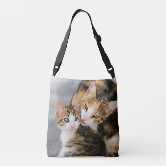 Moederkat houdt van Cute Baby Kitten Animal Pet Fo Crossbody Tas (Achterkant)