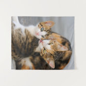 Moederkat houdt van Cute Baby Kitten Animal Pet Fo Wandkleed (Voorkant (horizontaal))