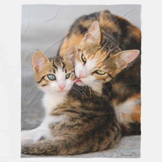Moederkat houdt van Cute Kitten Fleece Deken (Voorkant)