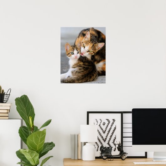 Moederkat houdt van schattige kitten poster (Thuiskantoor)