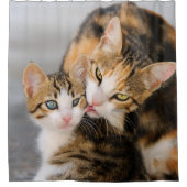 Moederkat houdt van schattige kitten, Tub Douchegordijn (Voorkant)