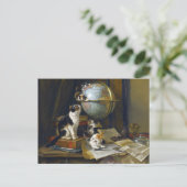  moederkat Kittens Geografie Wereld Wereldbol Briefkaart (Staand voorkant)