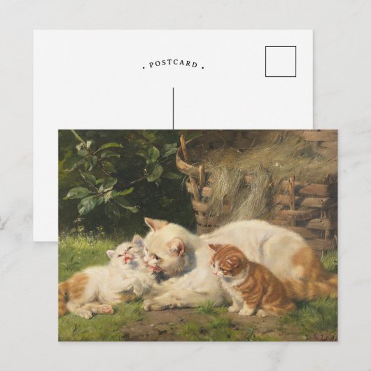 Moederkat met Kittens | Julius Adam de Jongere Briefkaart (Voorkant / Achterkant)