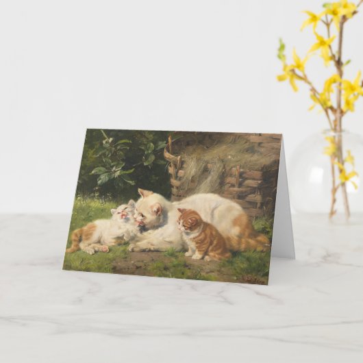 Moederkat met Kittens | Julius Adam de Jongere Kaart (Gele Bloem)