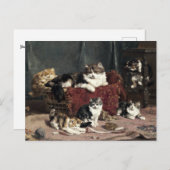  moederkat met speelgoedkinderen briefkaart (Voorkant / Achterkant)