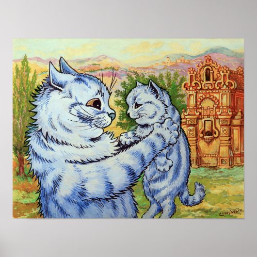 Moederkat tilt Kitten op, Louis Wain Poster (Voorkant)