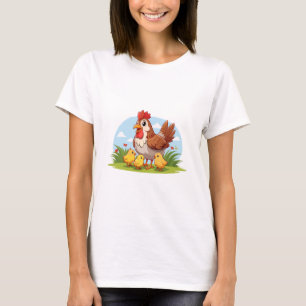 moederkip en kleine gele kuikens t-shirt