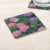 Moederkleurige hydrangeas kartonnen onderzetters (Schuin)