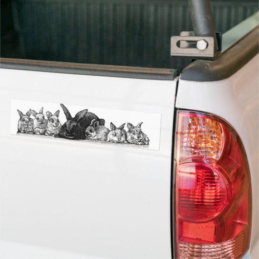 Moederkonijn en baby's bumpersticker (Op Truck)