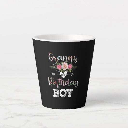 Moederkunst | Granny of a Birthday Boy Latte Mok (Voorkant)