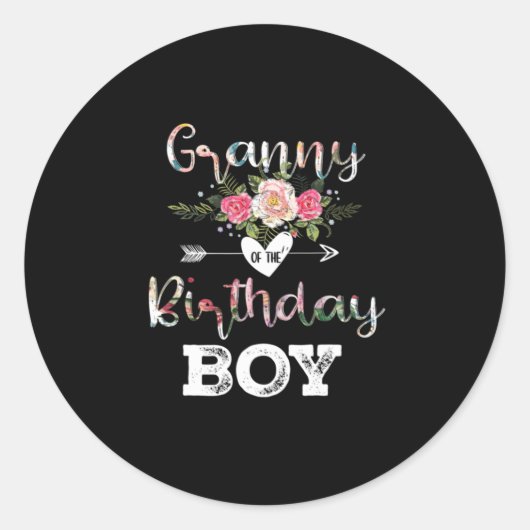 Moederkunst | Granny of a Birthday Boy Ronde Sticker (Voorkant)