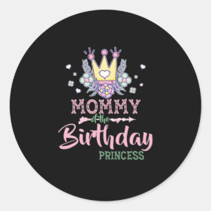 Moederkunst mammie van de Birthday Princess Xmas Ronde Sticker