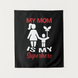 Moederkunst Mijn moeder is mijn superheld Wandkleed