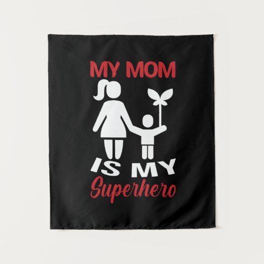 Moederkunst Mijn moeder is mijn superheld Wandkleed (Voorkant)