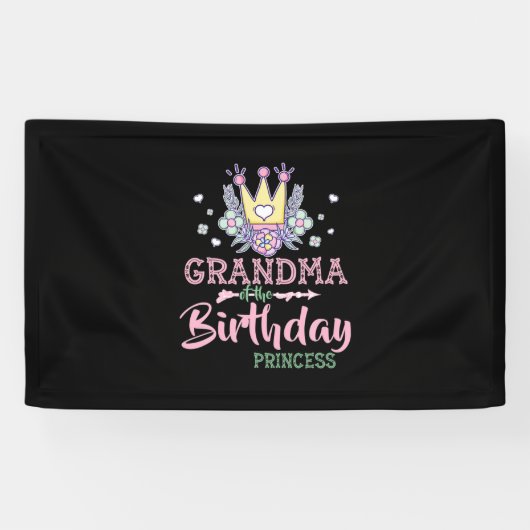 Moederkunst | oma van de Birthday prinses mas Spandoek (Horizontaal)