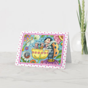 MOEDERLADYBUG EN KINDEREN, TULIP BUBBLE BATH FEESTDAGEN KAART